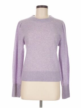 White + Warren Lavender Purple 100% Cashmere Puffy Sleeve Shoulder Sweater - M
